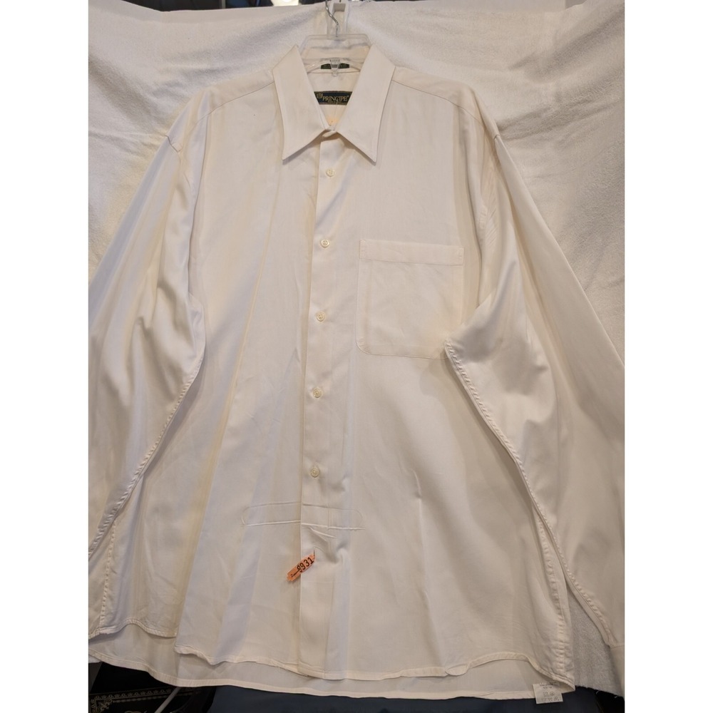 Principe Dress Shirt Mens XL Ivory Pockets Long Sleeve Button Down